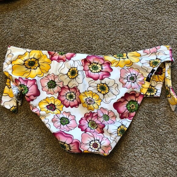 NEW NWOT JAG JEANS Yellow Pink White Tropical Floral Y2K 00s Bikini BOTTOM XL - Picture 7 of 8